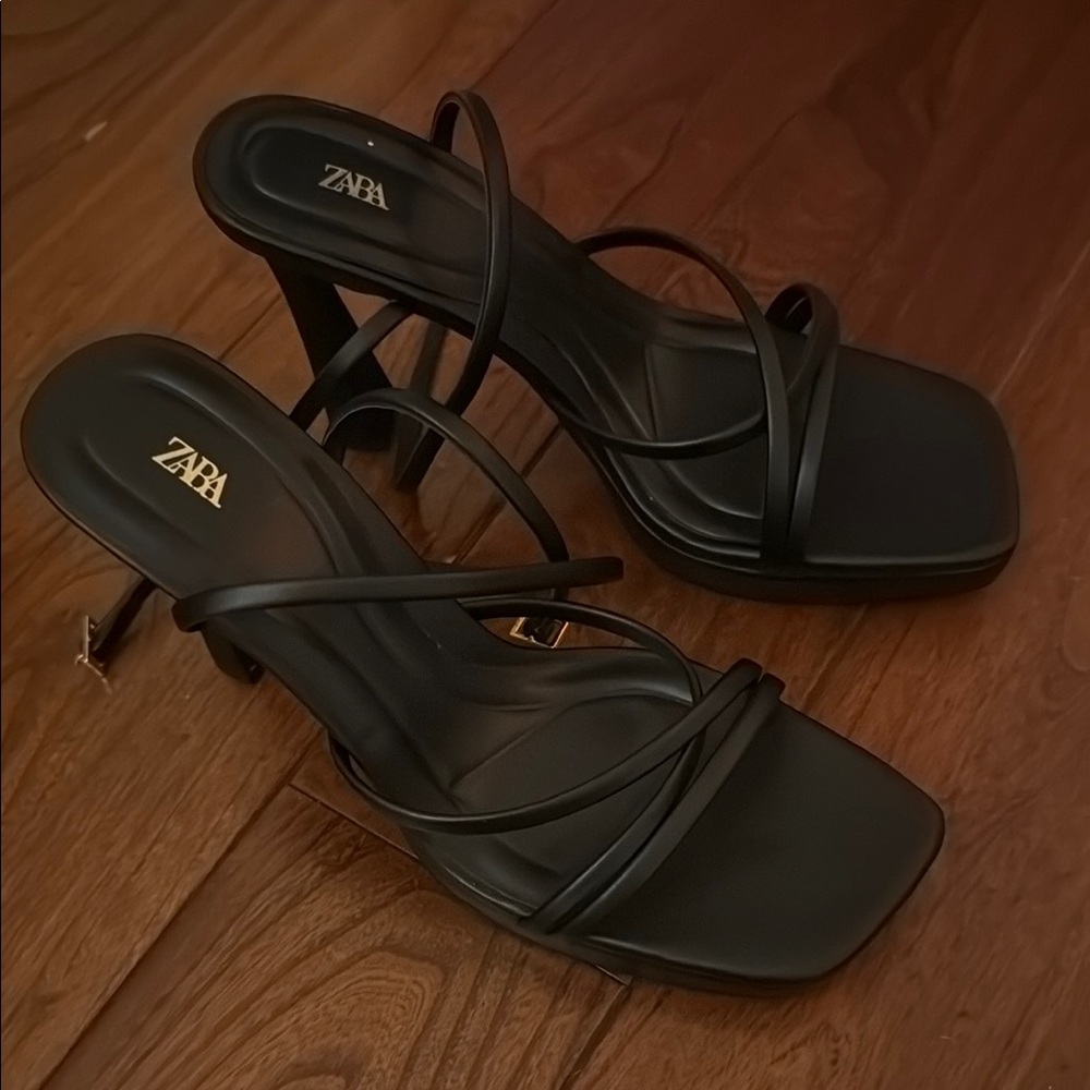 Zara Black Strappy Heels